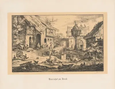 Bauernhof am Abend (E. Hasse) by Hugo Bürkner — digital art print download