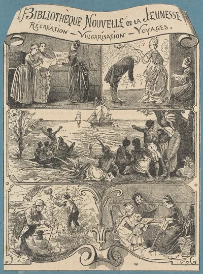 Advertising of the 'Bibliotheque Nouvelle de la Jeunesse' Series by Jean Geoffroy, 1890 - 1900 — digital art print download