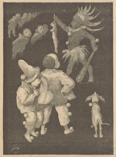 Children's Games (Little Pierrots and a Performance) by Jean Geoffroy, 1890 - 1900 — digital art print download