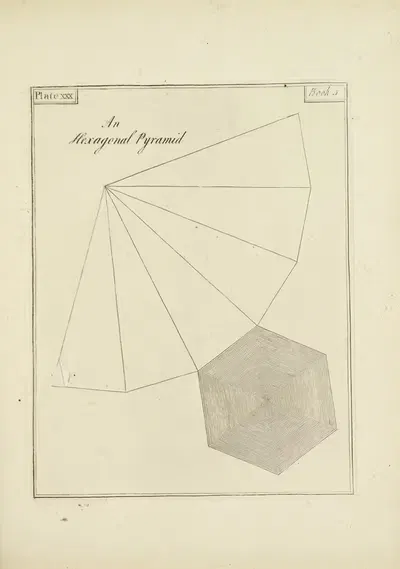 A Hexagonal Pyramid by John Lodge Cowley, 1765 — digital art print download