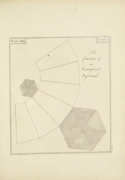 The Frustum of a Hexagonal Pyramid by John Lodge Cowley, 1765 — digital art print download