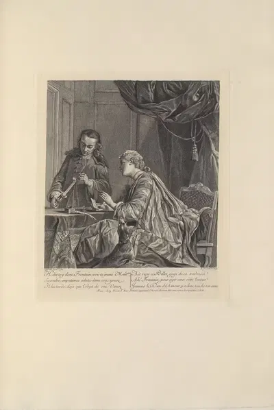 Dame Cachetant une Lettre (E. Fessard after J. B. S. Chardin) by Joseph Early Widener, 1923 — digital art print download
