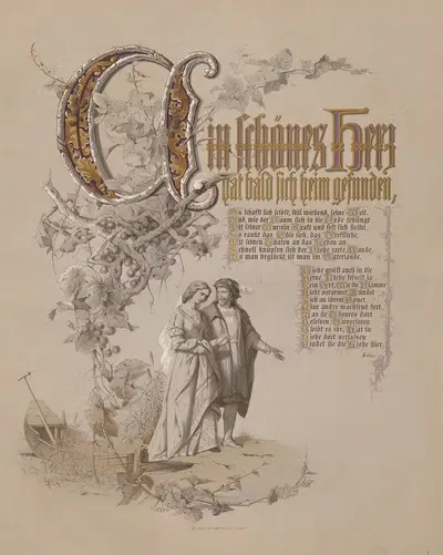 Ein schönes Herz hat bald sich heim gefunden by Lith. Breidenbach & Co., 1880 — digital art print download