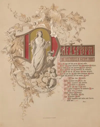 Das Leben soll sich fröhlich in Farben regen by Lith. Breidenbach & Co., 1880 — digital art print download