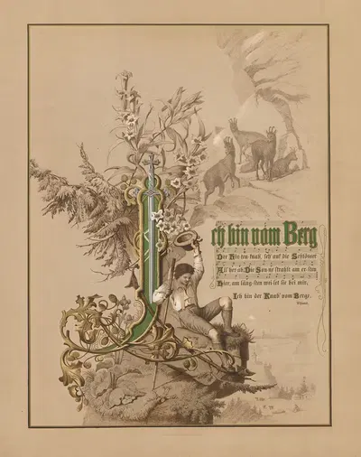Ich bin vom Berg der Hirtenknab by Lith. Breidenbach & Co., 1880 — digital art print download