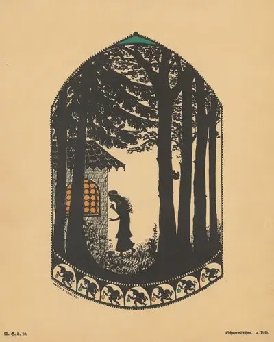 Bei den sieben Zwergen hinter den sieben Bergen by Martha Ebeling, 1910 — digital art print download