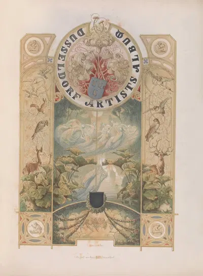 The Dusseldorf artist's album - Title page by Mary Botham Howitt, 1854 — digital art print download