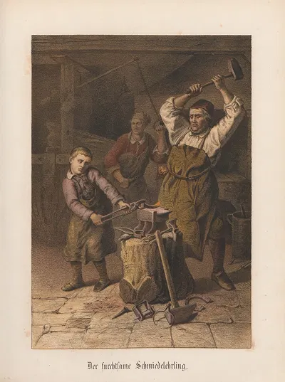 Der furchtsame Schmiedelehrling - R. Oppenheim by Nikolaus Hocker, 1856-1858 — digital art print download