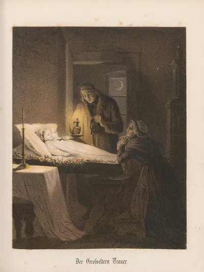 Der Grosseltern Trauer - C. Hartmann by Nikolaus Hocker, 1856-1858 — digital art print download