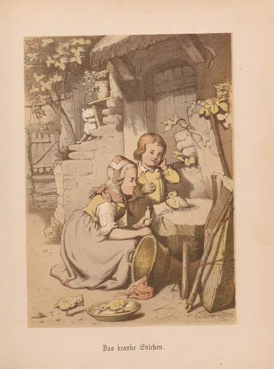 Das kranke Entchen - G. Süs by Nikolaus Hocker, 1856-1858 — digital art print download
