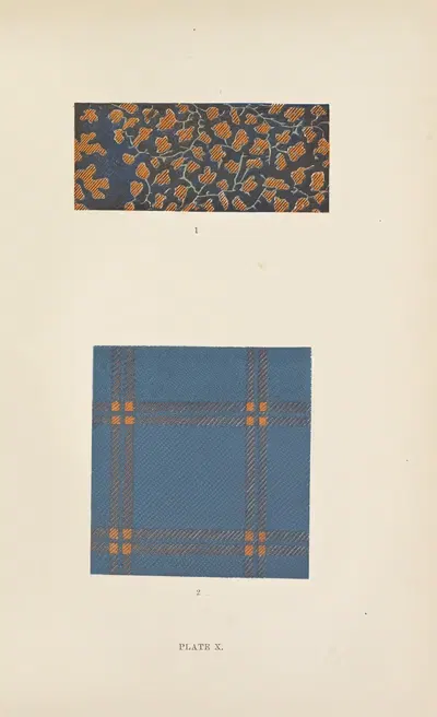 1. Figured pattern. 2. Red and green check by Roberts Beaumont, 1890 — digital art print download
