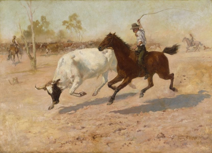 Rounding up a Straggler, 1889 — Frank Mahony