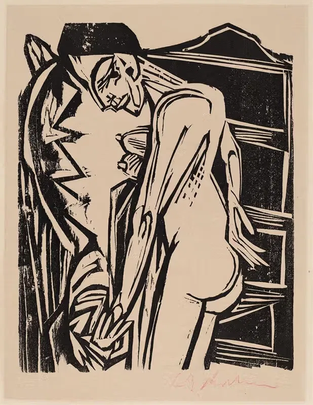 Женский нюд перед шкафом by Эрнст Людвиг Кирхнер, 1916 — digital art print download
