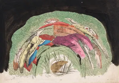 Женщина, несущая двоих детей в корзине, с музыкантом by Джованни Франческо Коста, c. 1747 — digital art print download