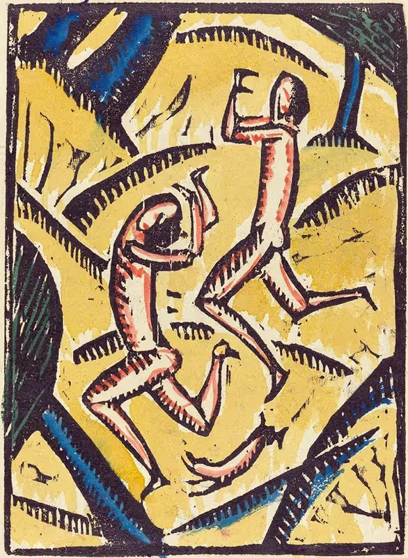 Два обнаженных танцора в пейзаже by Макс Цахманн — digital art print download