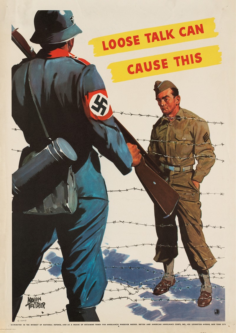 Loose talk can cause this by Adolph Treidler, 1942 — digital art print download