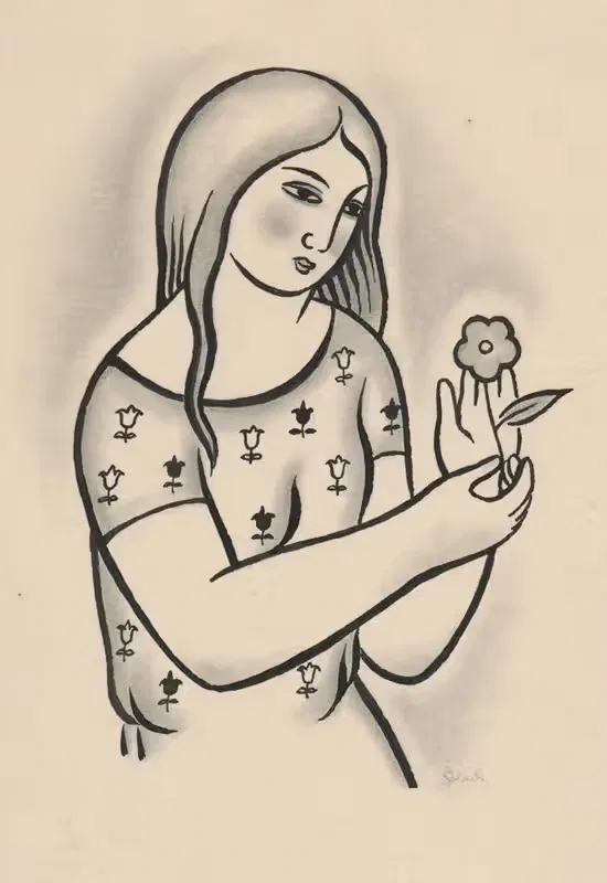 Девушка с цветком by Микулаш Галанда, 1926-1927 — digital art print download