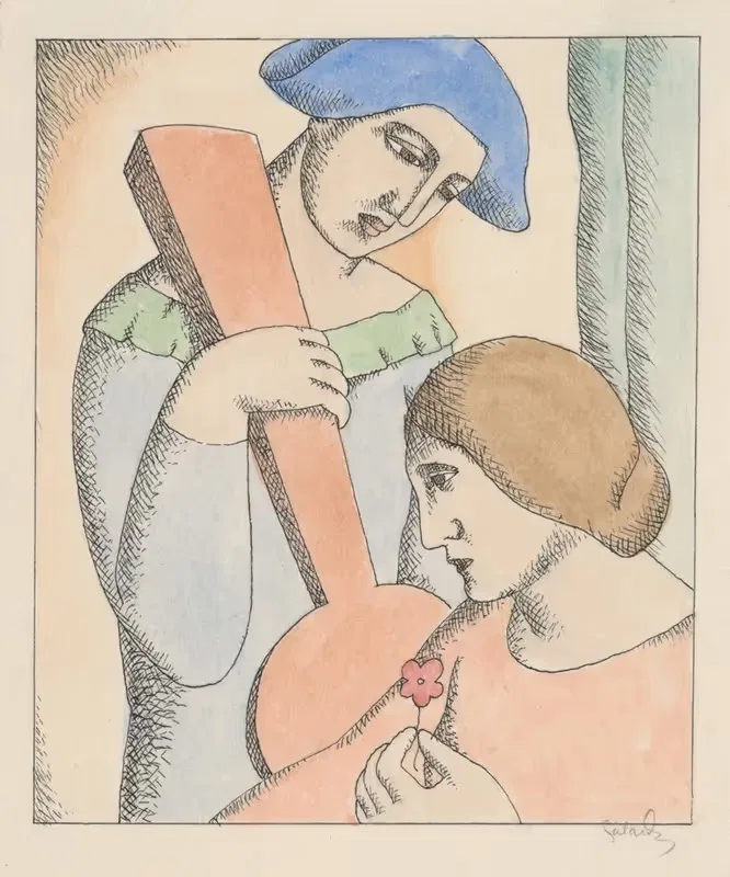 Влюбленные Арлекин и Коломбина by Микулаш Галанда, 1927-1928 — digital art print download