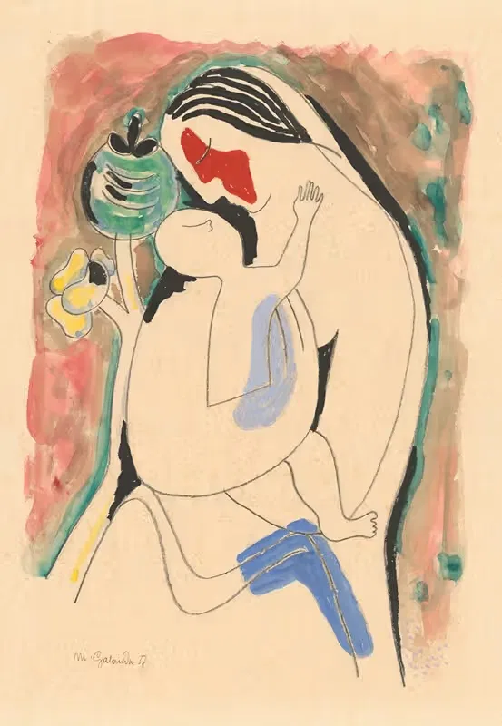 Mother with baby and flower — Mikuláš Galanda