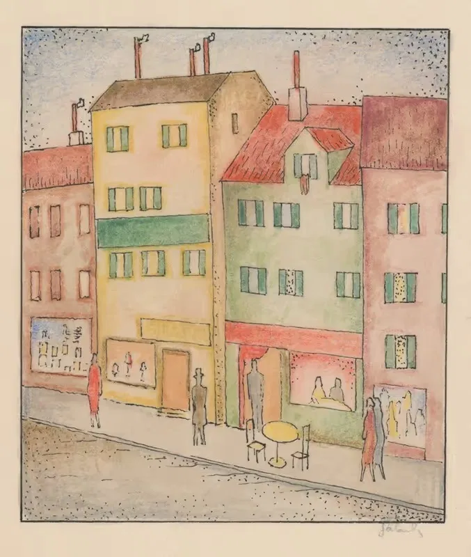 Street with a pastry shop — Mikuláš Galanda