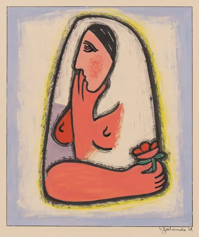 Женщина с цветком by Микулаш Галанда, 1938 — digital art print download
