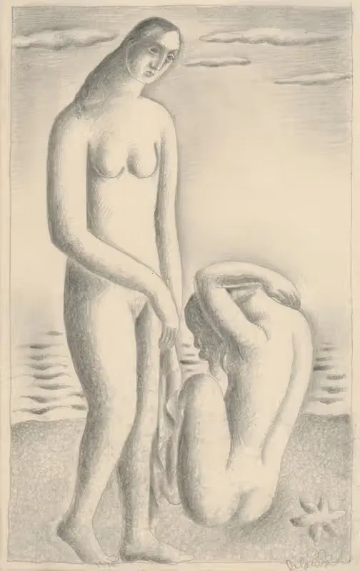 Женщины на берегу моря by Микулаш Галанда, 1935 — digital art print download