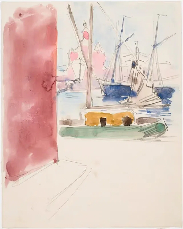 Ships in the South Harbor, sketch — Akseli Gallen-Kallela