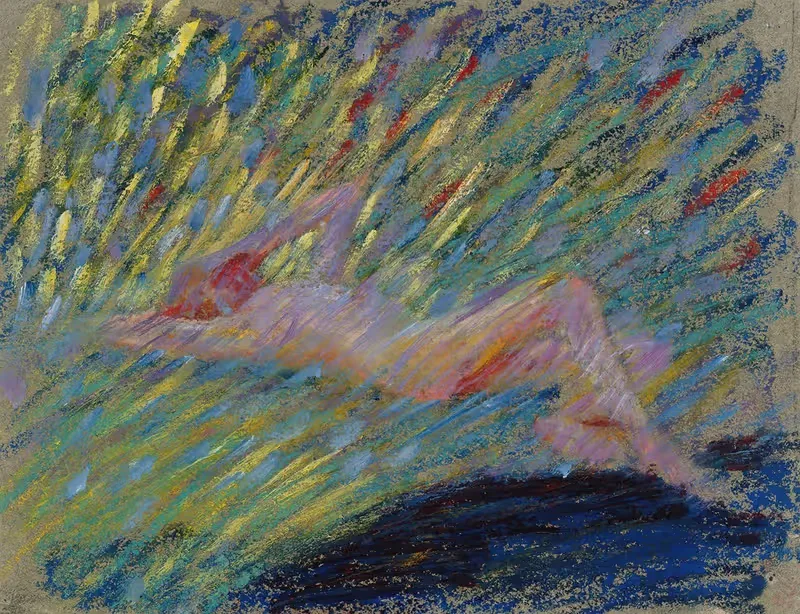 Nude lying female model by Maria Wiik, 1904 — digital art print download
