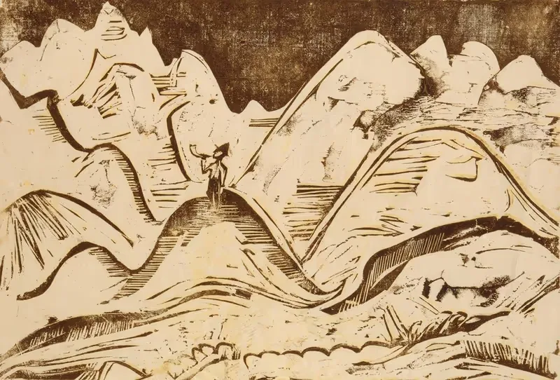 Пейзаж с дудочником by Эрнст Людвиг Кирхнер, 1923 — digital art print download