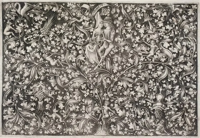 Орнамент с влюбленными by Исраэль ван Меккенем, 1480 – 1503 — digital art print download