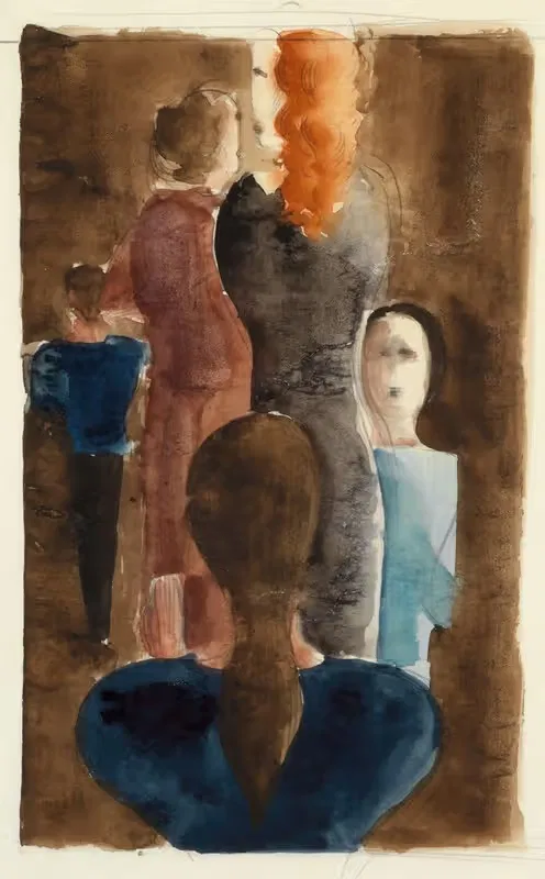Four-colour study for 'Women on Stairway' — Oskar Schlemmer