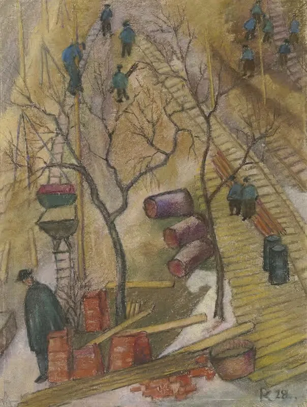 Строительная площадка I. Г. Фарбе by Полина Коварзик, 1928 — digital art print download