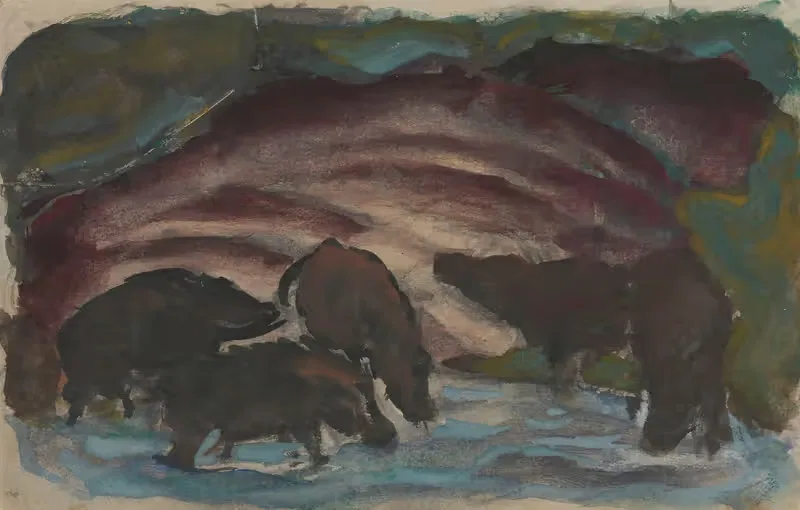 Дикие кабаны в воде by Франц Марк, 1910-1911 — digital art print download
