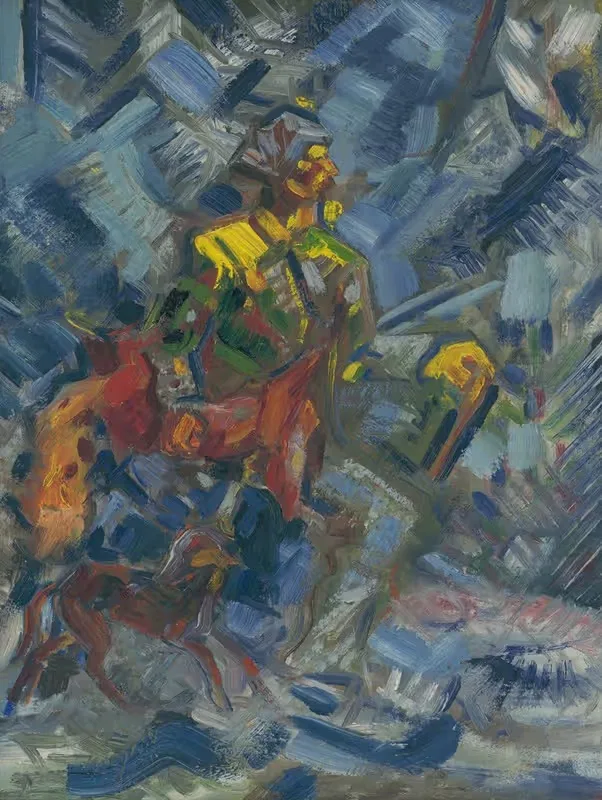Hunter in a Blue Forest by Arnold Peter Weisz-Kubínčan, 1940 — digital art print download