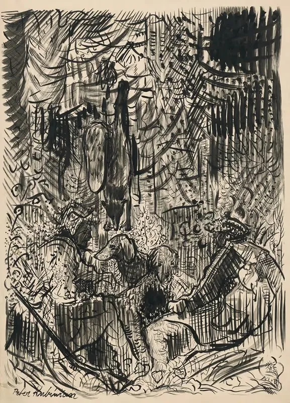 Охотники с пойманной лисой by Арнольд Петер Вайс-Кубинчан, 1940–1944 — digital art print download