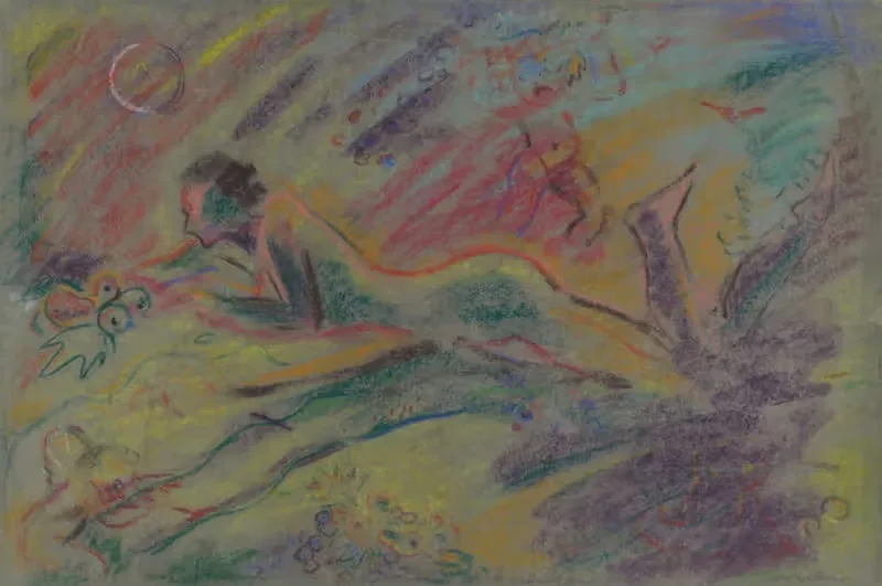 Reclining Female Nude in a Landscape — Arnold Peter Weisz-Kubínčan