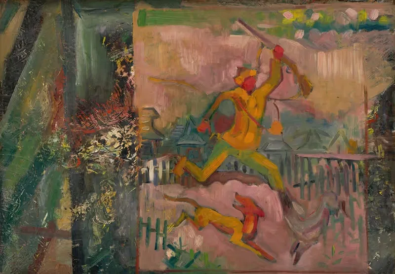 Бегущий охотник с ружьем by Арнольд Петер Вайс-Кубинчан, 1935 — digital art print download