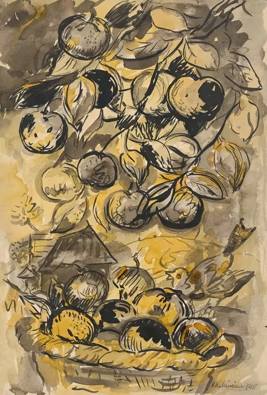 Натюрморт с яблоками by Арнольд Петер Вайс-Кубинчан, 1940 — digital art print download
