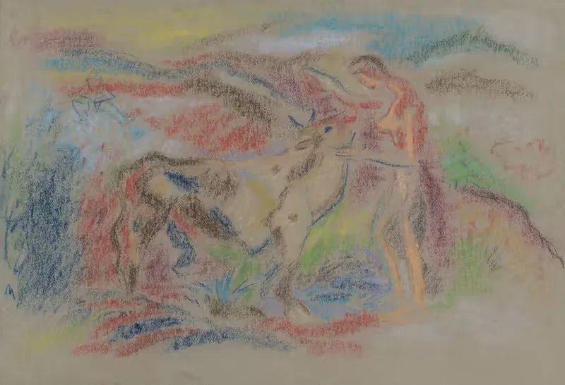 Женщина с коровой by Арнольд Петер Вайс-Кубинчан, 1935–1944 — digital art print download