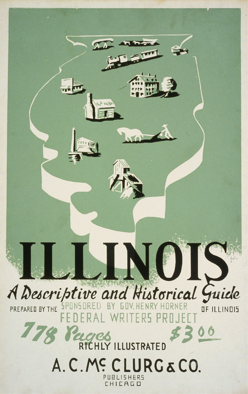 Illinois, A descriptive and historical guide by Galic, 1936 — digital art print download