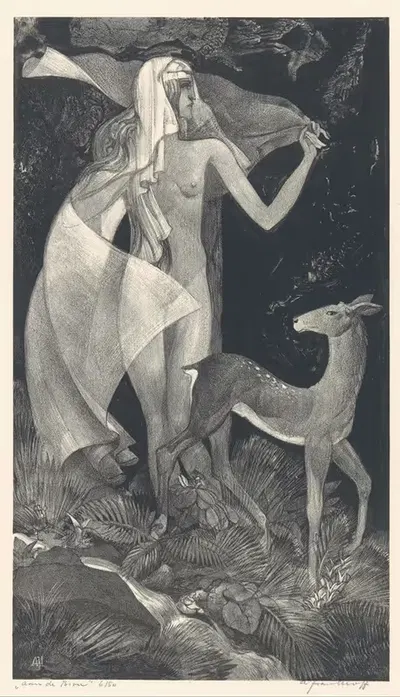 У источника by Адриан ван'т Хофф, 1908 — digital art print download