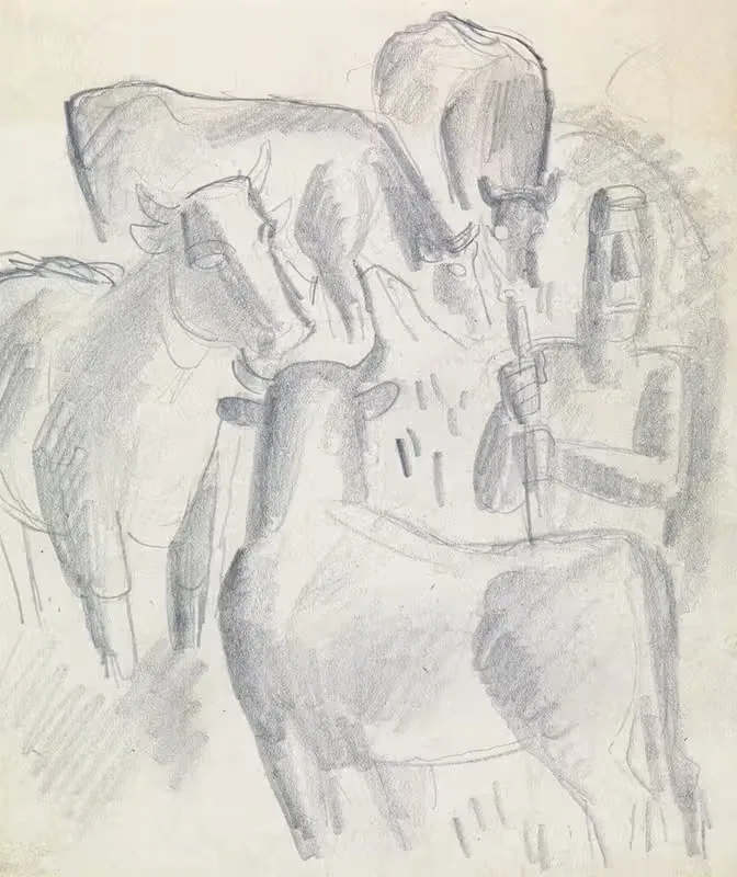 Vier koeien en een boer — Leo Gestel