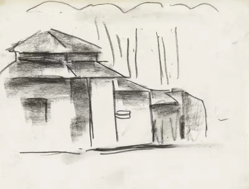 Schetsblad met huis by Leo Gestel, 1891 — digital art print download