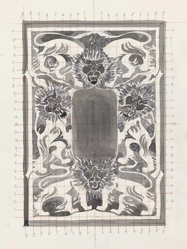 Ornamentaal ontwerp met leeuwen — Carel Adolph Lion Cachet