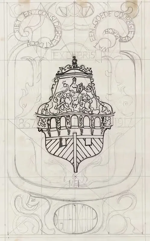 Ontwerp voor een ex libris voor D. Goedkoop — Carel Adolph Lion Cachet