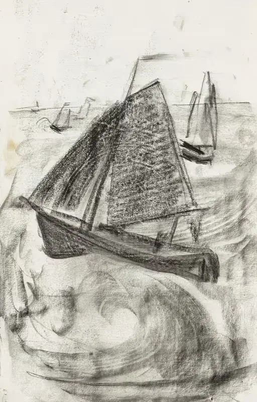 Парусные лодки на открытой воде by Карел Адольф Лион Каше, 1890 — digital art print download