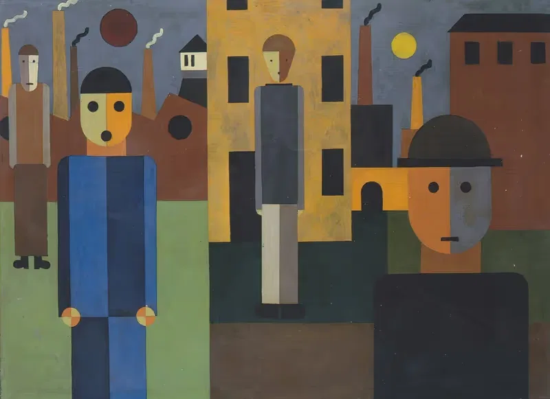 Four Men in front of Factories — Franz Wilhelm Seiwert