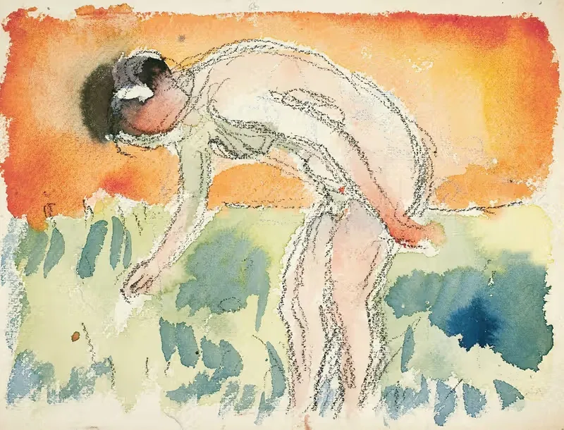 Акт, наклоняющаяся женщина by Эдвард Мунк, 1926-1927 — digital art print download