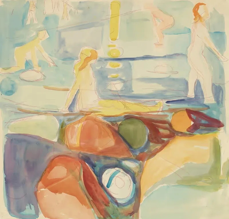 Купающиеся женщины, Осло by Эдвард Мунк, 1935-1940 — digital art print download