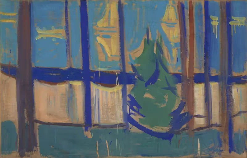 Beach Landscape with Trees and Boats — Edvard Munch